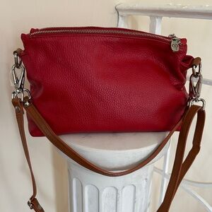 Valentina Red Crossbody Bag with Tan Strap